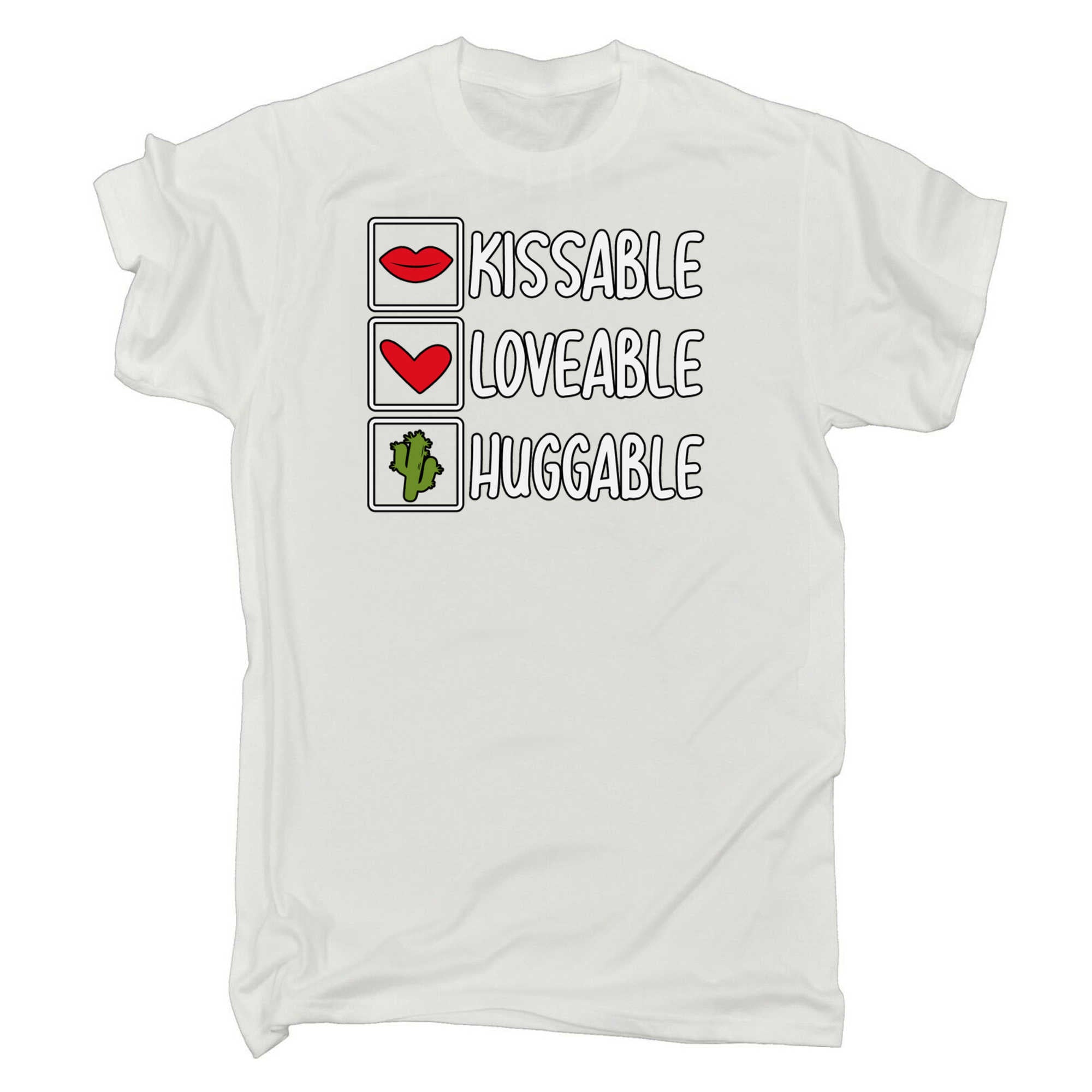 Kissable Loveable Huggable Heart Love Valentines Day - Mens 123t Funny T-Shirt Tshirts