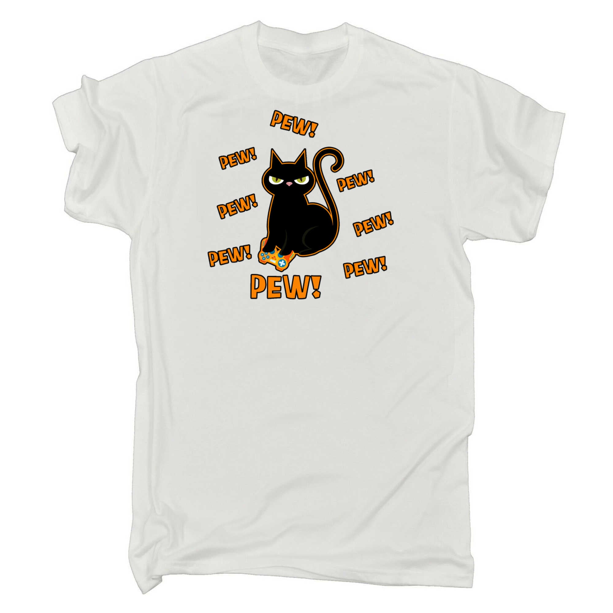 Pew Pew Pew Cat Video Games Gamer - Mens 123t Funny T-Shirt Tshirts