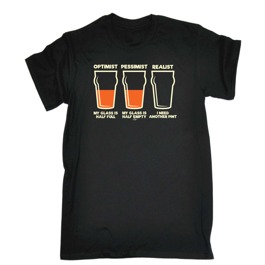 Optimist Pessimist Realist Beer - Mens Funny T-Shirt Tshirts