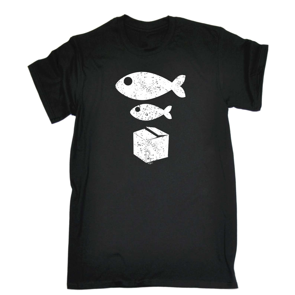 Rave Big Fish Little Fish Cardboard Box - Mens Funny T-Shirt Tshirts