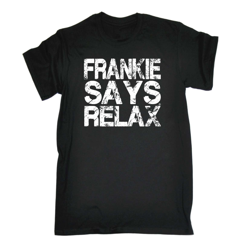Frankie Says Relax Distress White - Mens Funny T-Shirt Tshirts