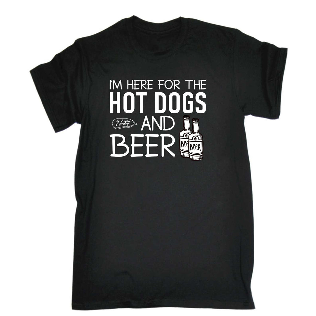 Im Here For The Hotdogs And Beer - Mens 123t Funny T-Shirt Tshirts