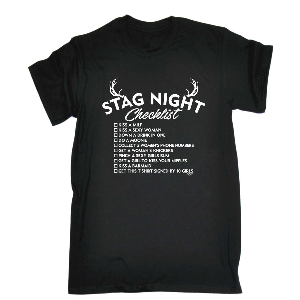 Stag Night Checklist Tshirt - Mens Funny T-Shirt Tshirts