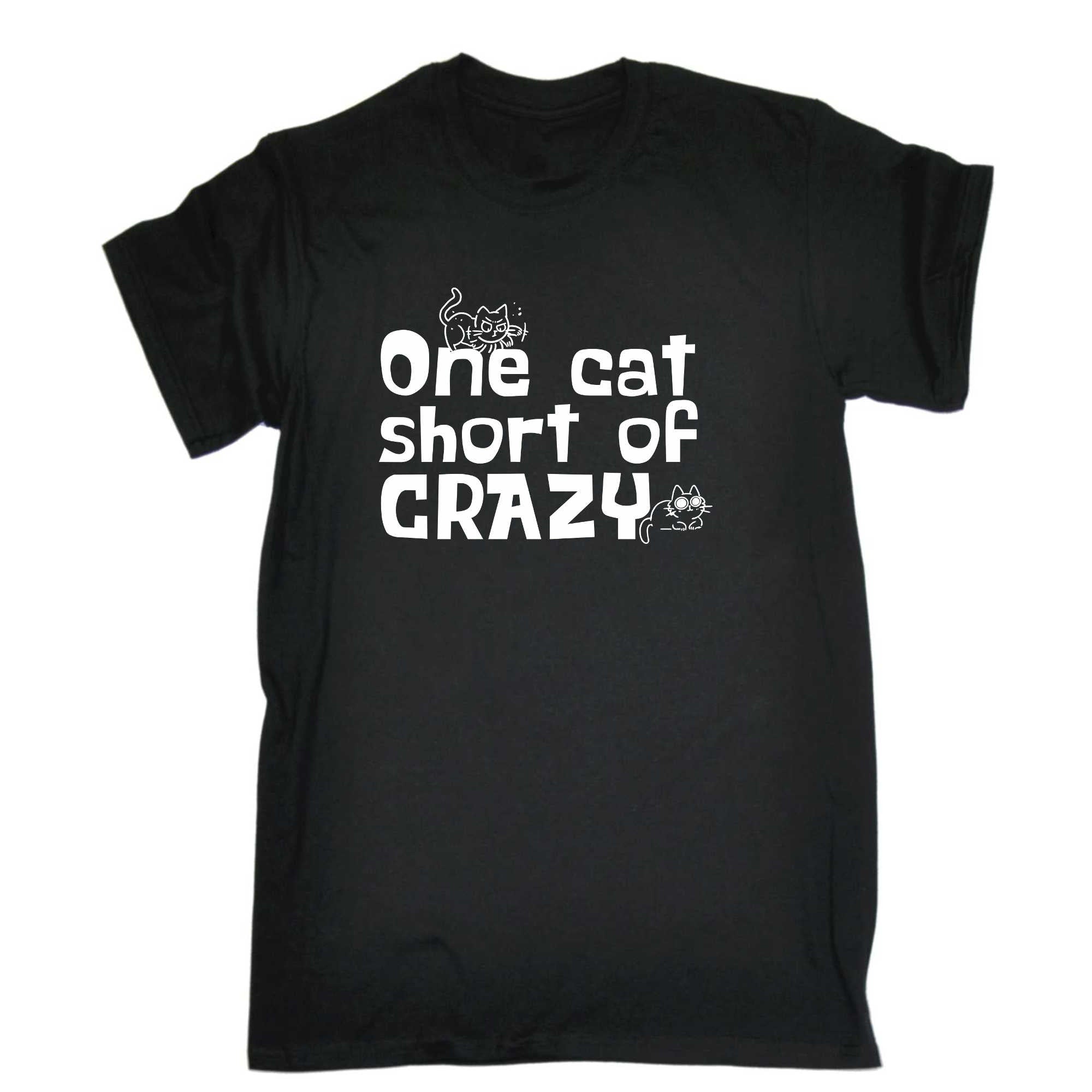 One Cat Short Of Crazy Cats - Mens 123t Funny T-Shirt Tshirts