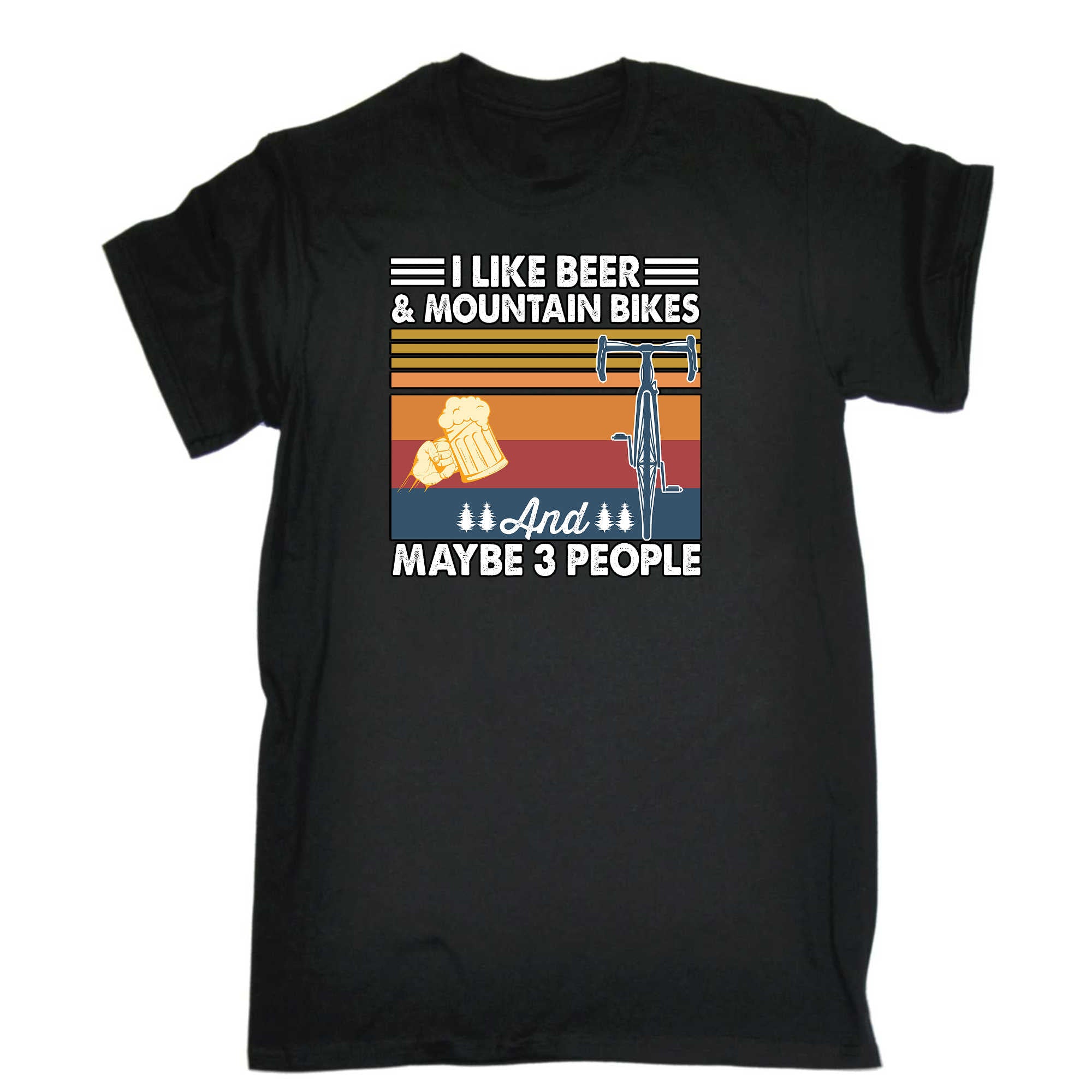 I Like Beer Mountain Bikes And 3 People Cycling - Mens 123t Funny T-Shirt Tshirts