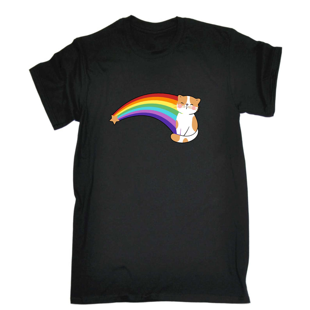 Retro Rainbow Cat - Mens 123t Funny T-Shirt Tshirts