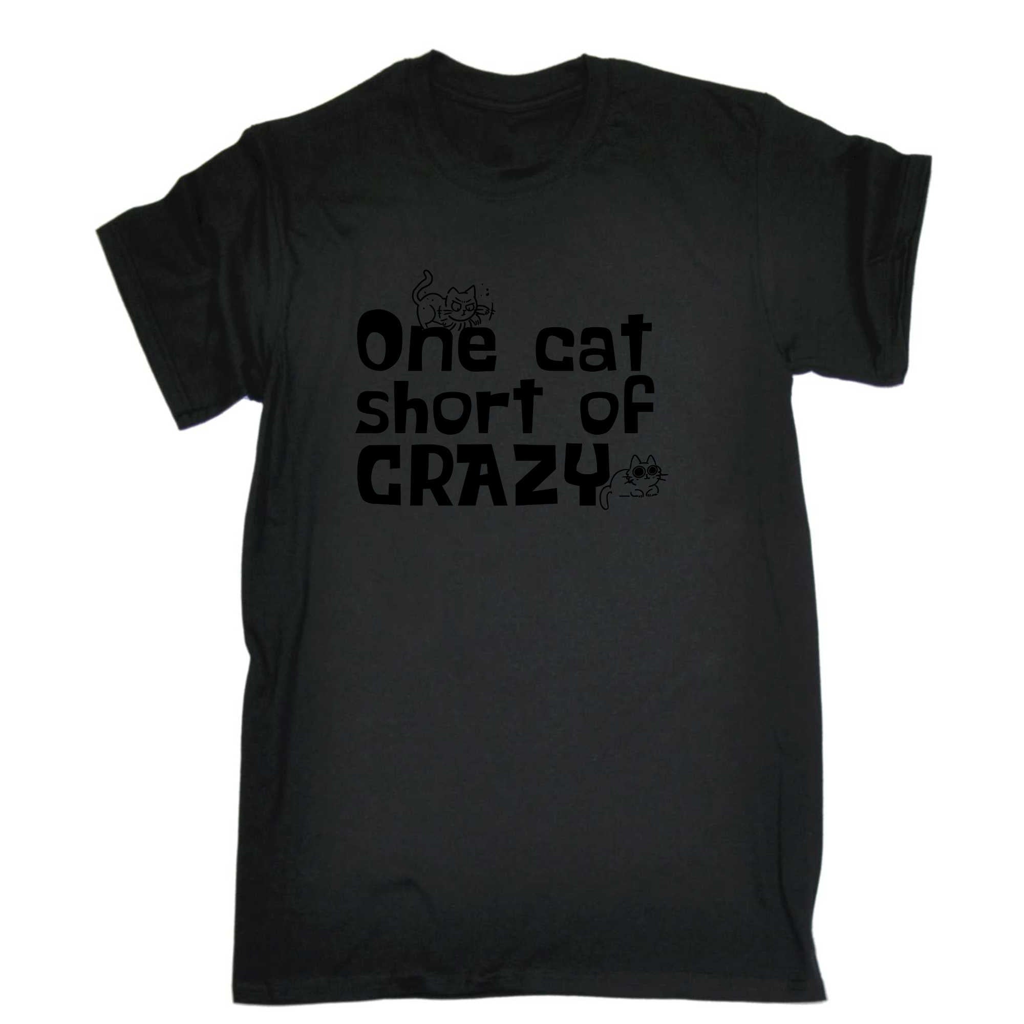 One Cat Short Of Crazy - Mens 123t Funny T-Shirt Tshirts