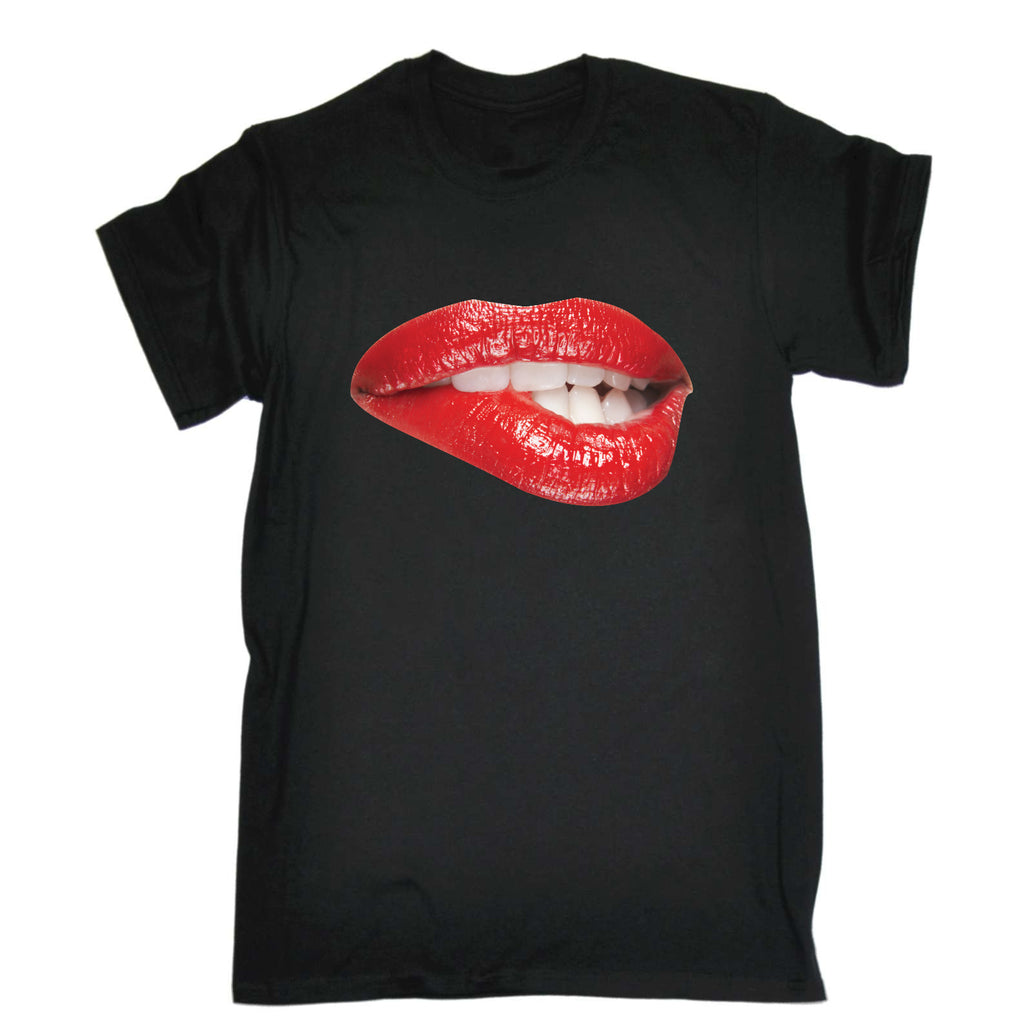 Biting Red Lips - Mens Funny T-Shirt Tshirts