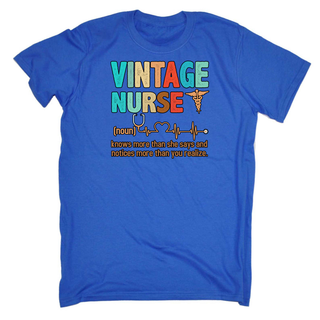 Vintage Nurse Noun Knows More - Mens 123t Funny T-Shirt Tshirts