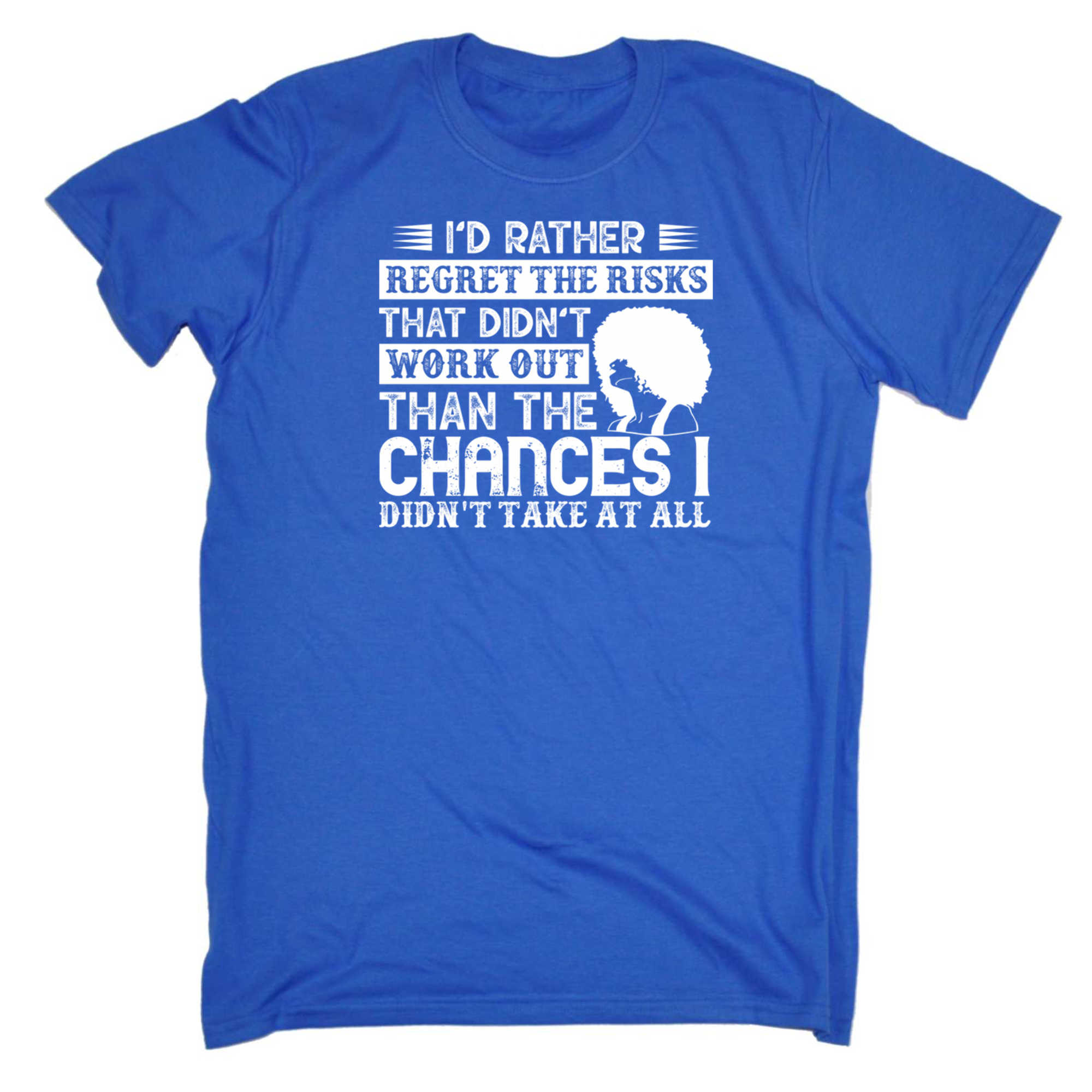 Id Rather Regret The Risks That Didnt Work Afro - Mens 123t Funny T-Shirt Tshirts