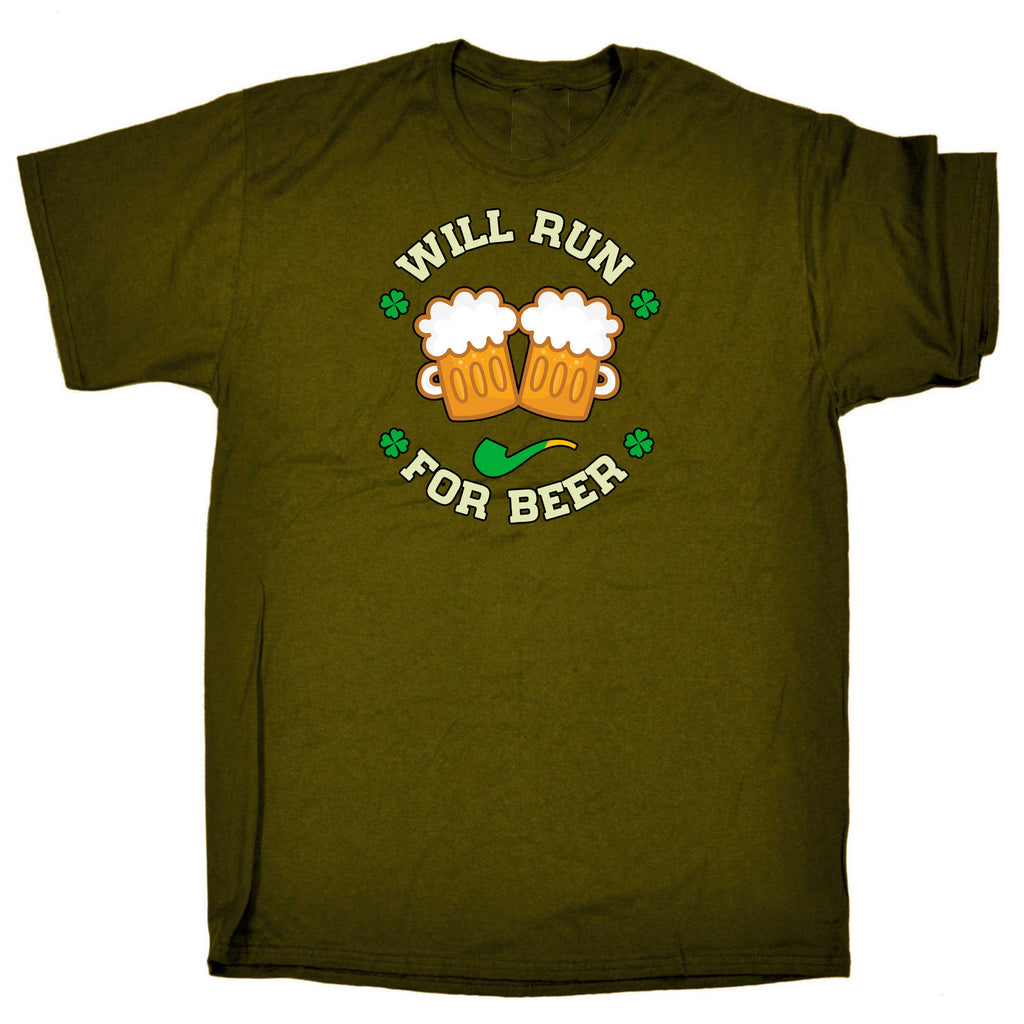 Will Run For Beer Irish St Patricks Day Ireland - Mens 123t Funny T-Shirt Tshirts