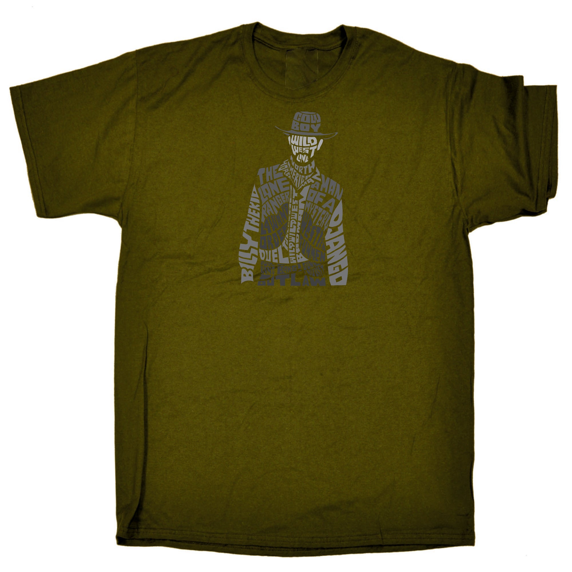 Cowboy Western Calligram - Mens Funny T-Shirt Tshirts