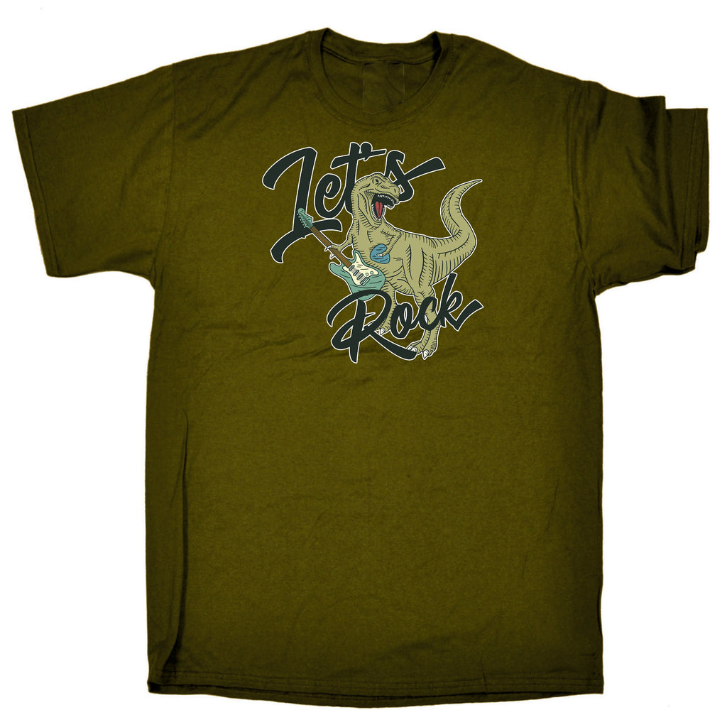 Lets Rock T Rex Trex Dinosaur Guitar - Mens Funny T-Shirt Tshirts