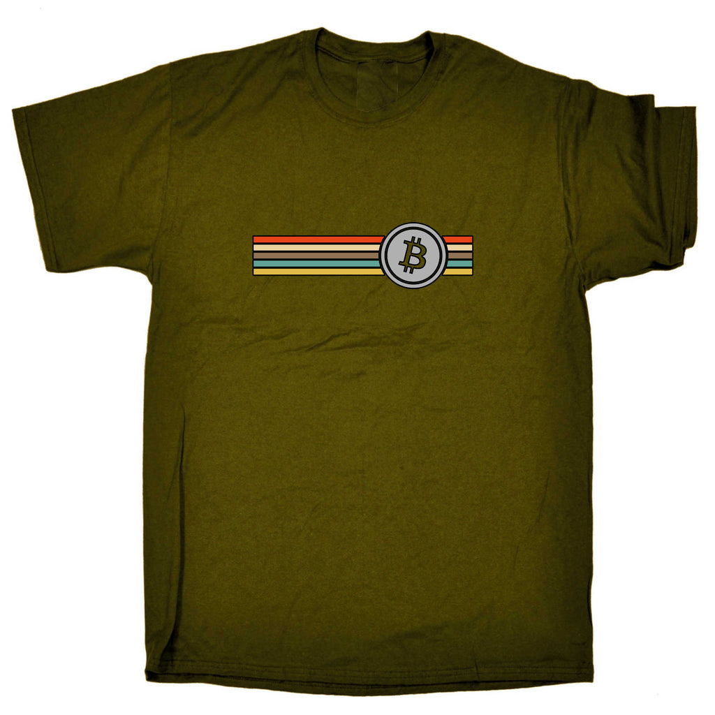 Retro Vintage Line With Bitcoin - Mens 123t Funny T-Shirt Tshirts