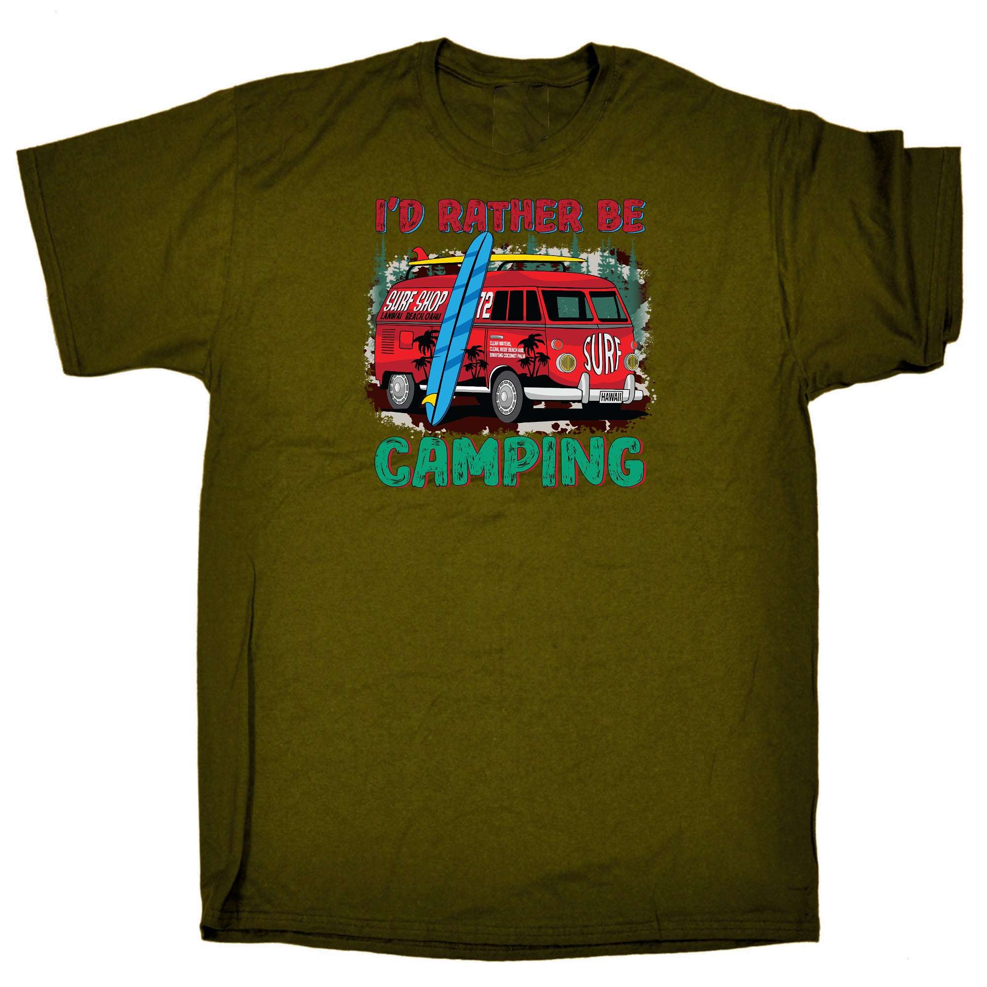 Id Rather Be Camping Surf - Mens Funny T-Shirt Tshirts