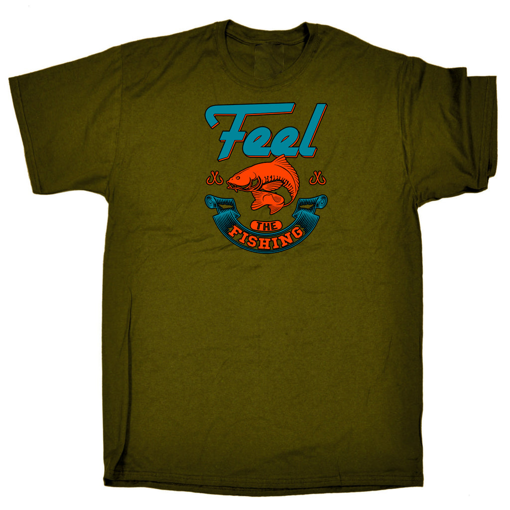Feel The Fishing - Mens 123t Funny T-Shirt Tshirts