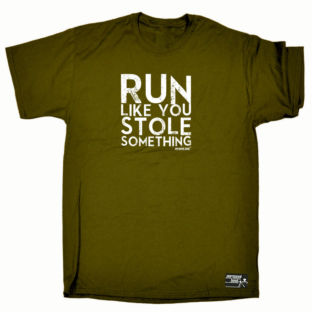 Pb Run Like You Stole Something Distressed - Mens Funny T-Shirt Tshirts