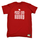 Uau Peace Love Rugby - Mens Funny T-Shirt Tshirts