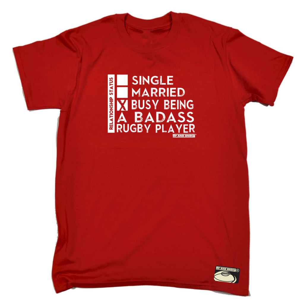 Uau Relationship Status Badass Rugby Player - Mens Funny T-Shirt Tshirts