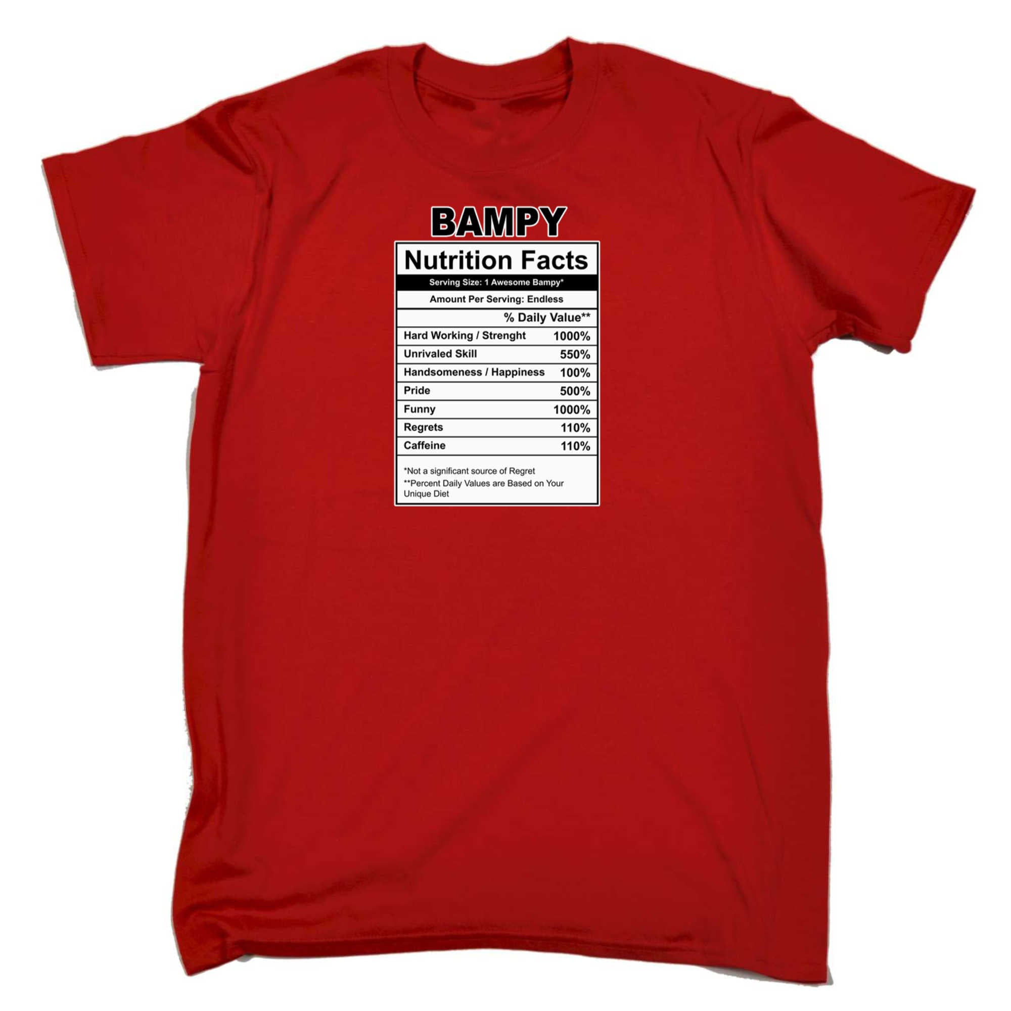 Bampy Nutrition Facts - Mens 123t Funny T-Shirt Tshirts