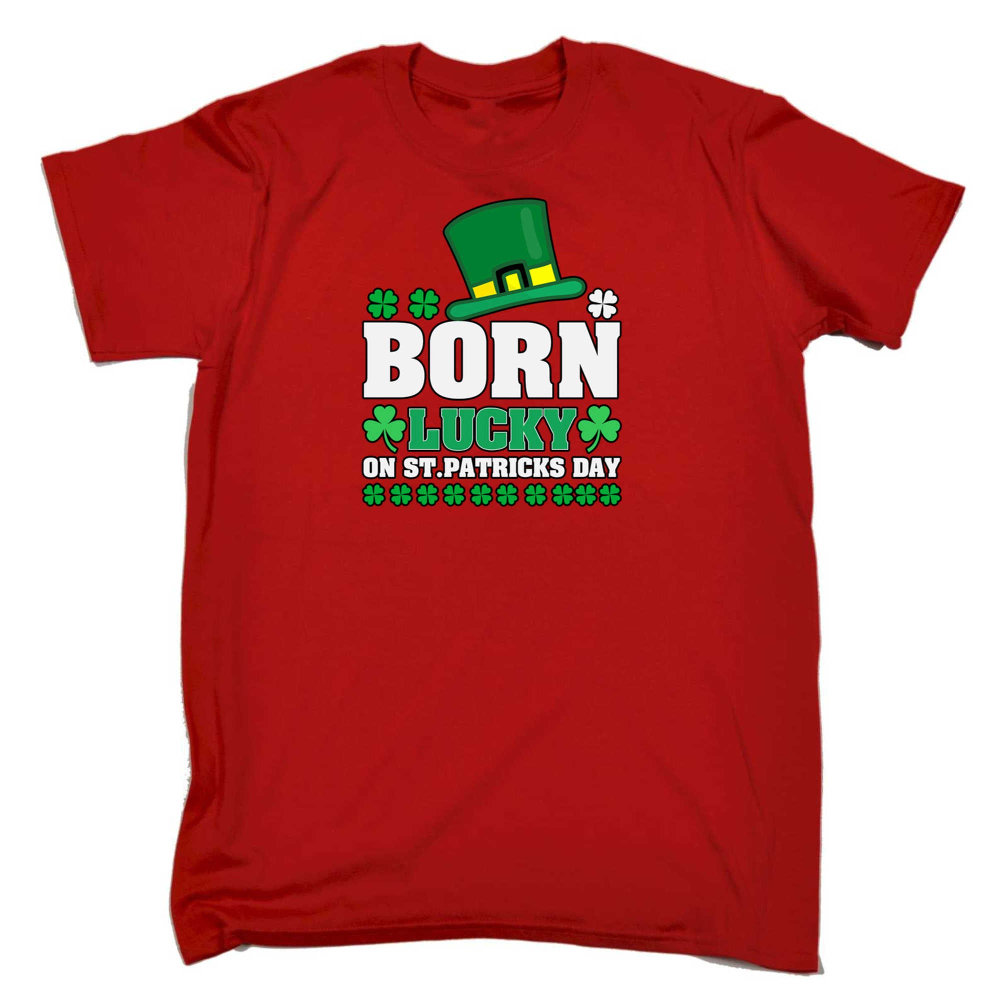 Irish Born Lucky On St Patricks Day - Mens 123t Funny T-Shirt Tshirts