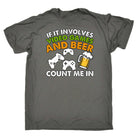 Involves Video Games And Beer Count Me In Gamer - Mens 123t Funny T-Shirt Tshirts