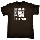 Wake Bake Game Repeat Gamer Games - Mens 123t Funny T-Shirt Tshirts