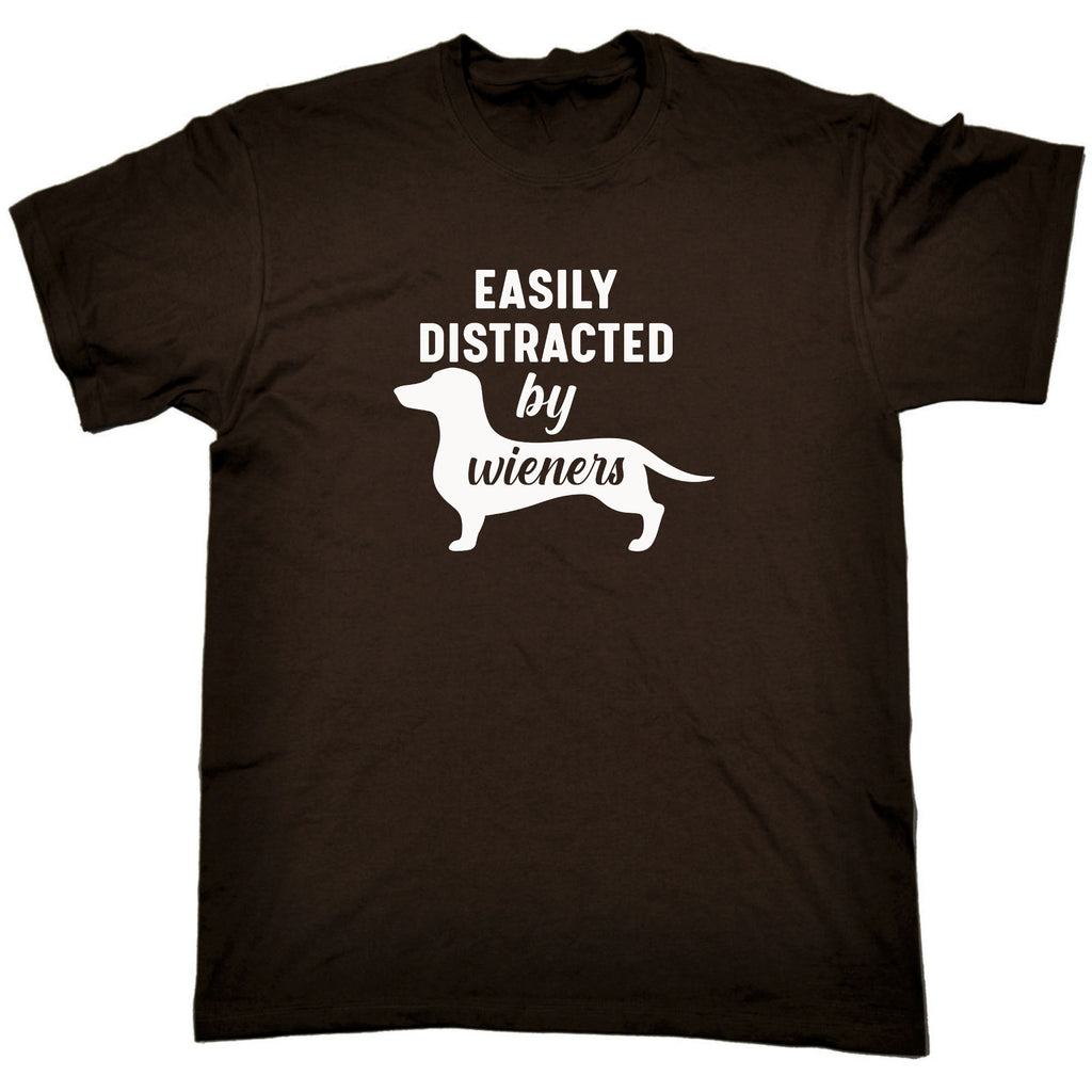 Easily Distracted By Wieners Dog Pet Animal Dogs - Mens Funny T-Shirt Tshirts