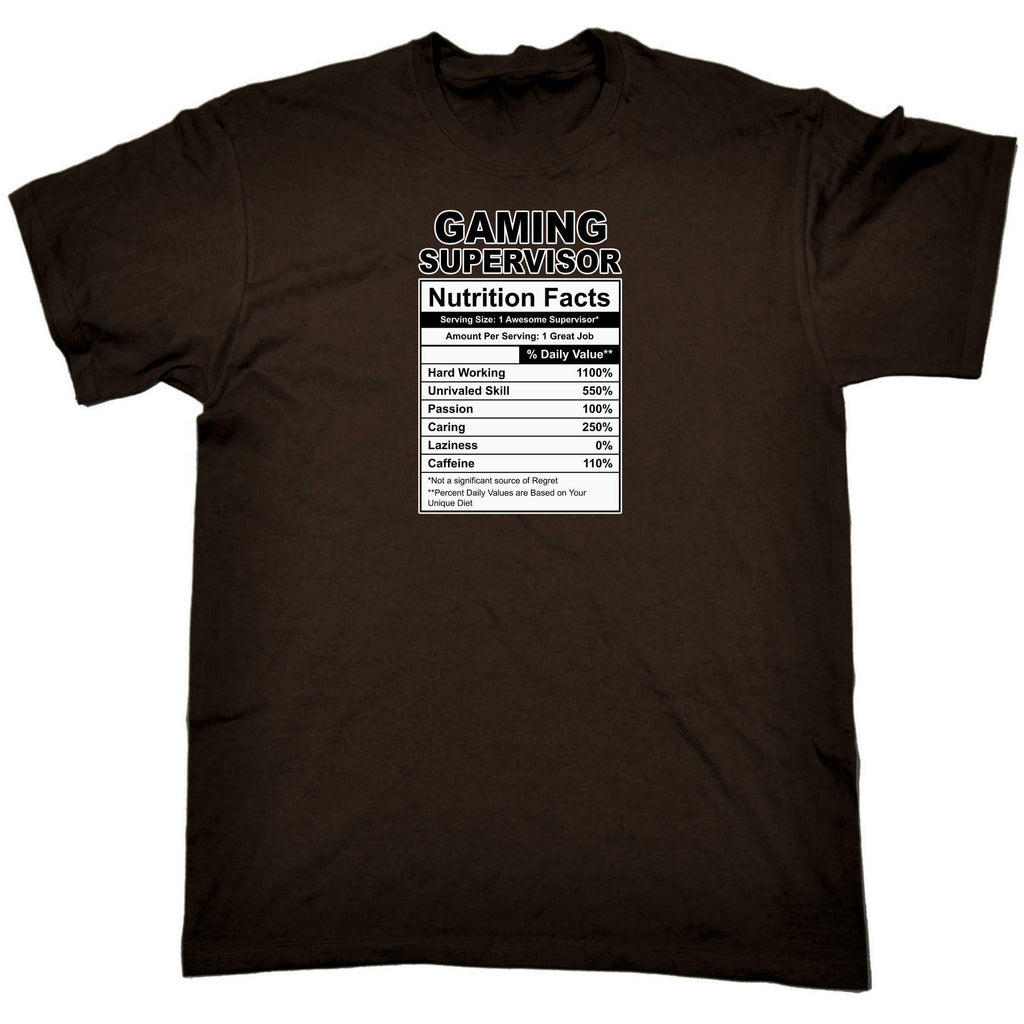 Gaming Supervisor Nutrition Facts - Mens 123t Funny T-Shirt Tshirts