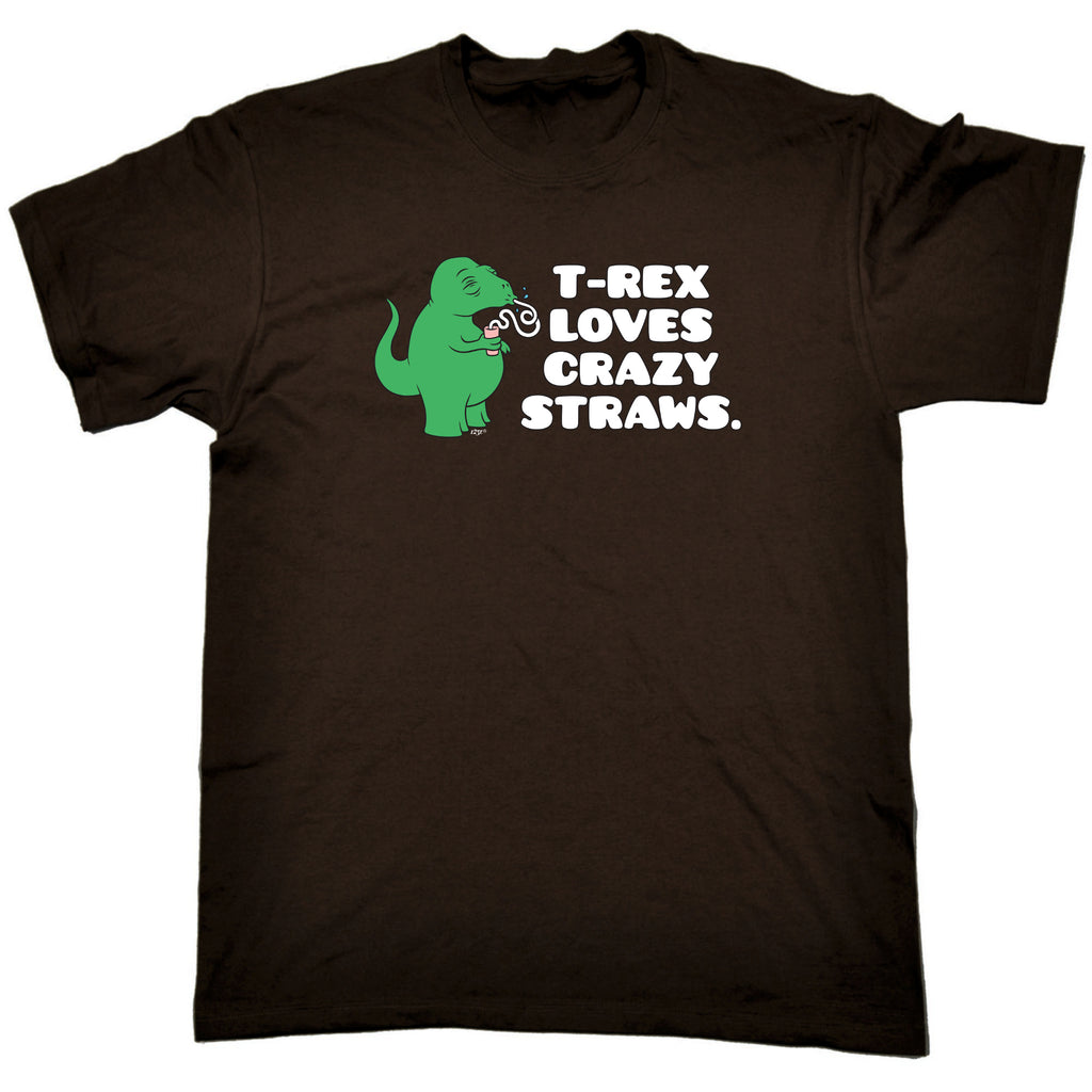 Trex Loves Crazy Straws Dinosaur - Mens Funny T-Shirt Tshirts