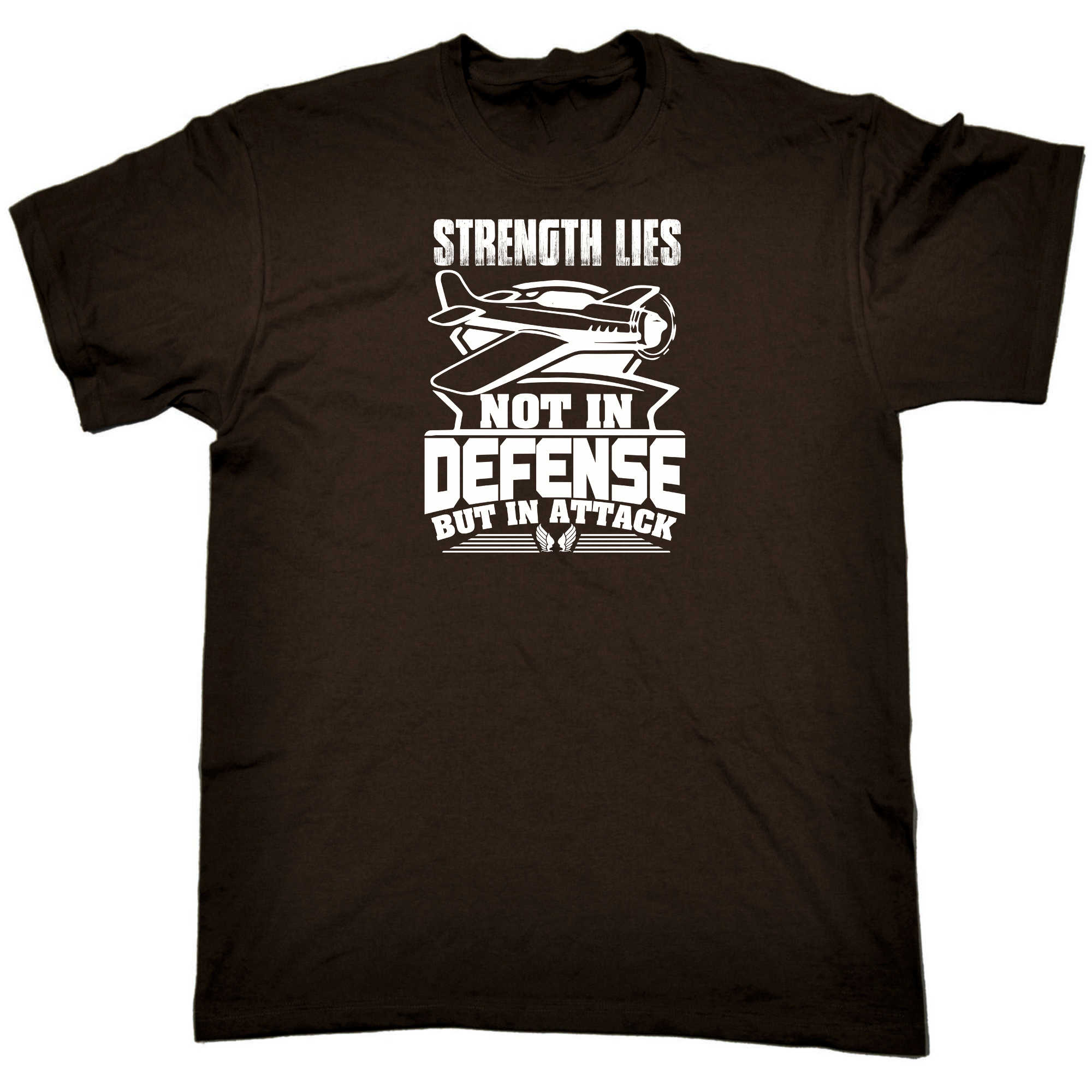 Strength Lies Not In Defense But In Attack Plane - Mens 123t Funny T-Shirt Tshirts
