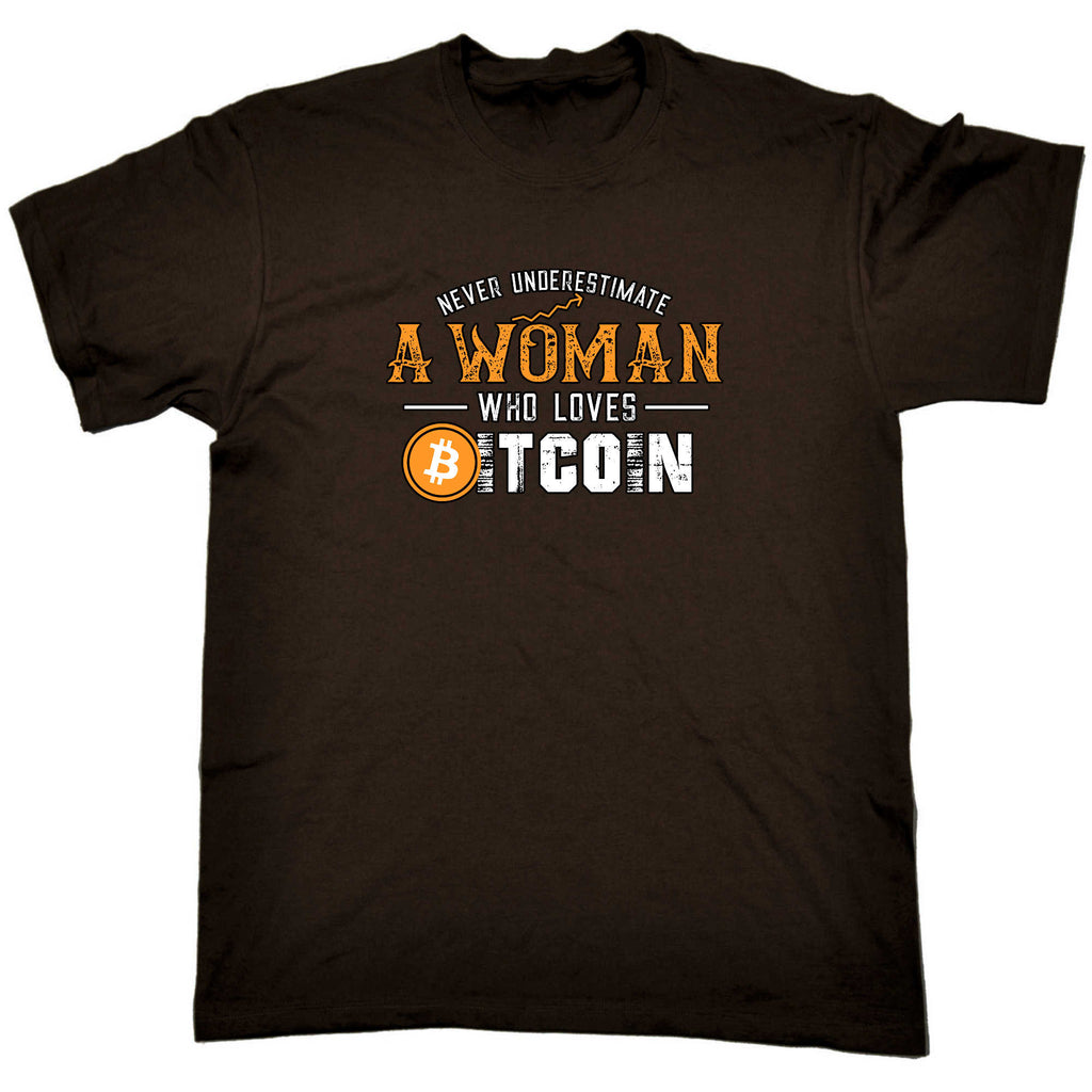 Never Understimate A Woman Who Loves Bitcoin - Mens 123t Funny T-Shirt Tshirts