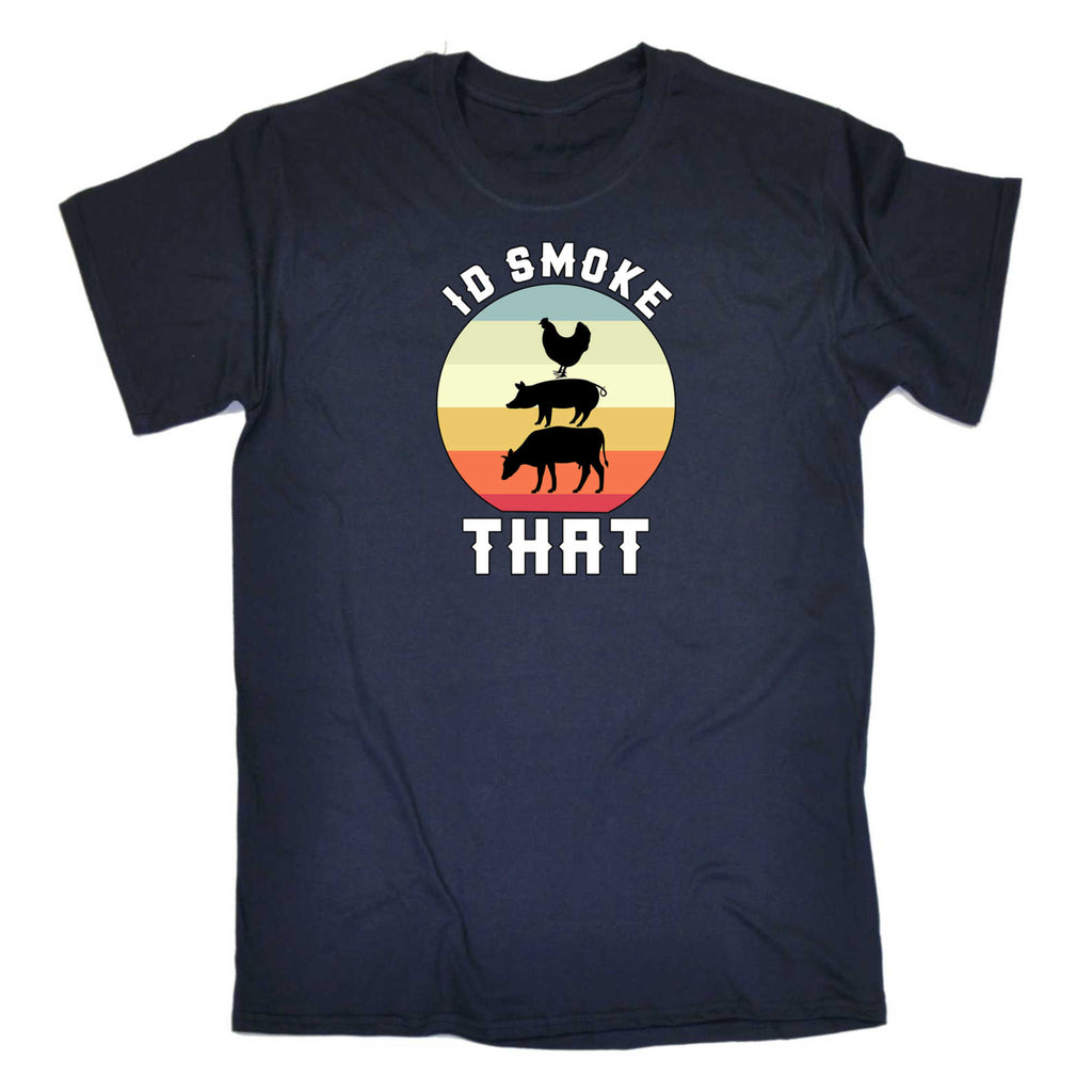 Id Smoke That Retro Sun  Bbq Chef Dad - Mens 123t Funny T-Shirt Tshirts