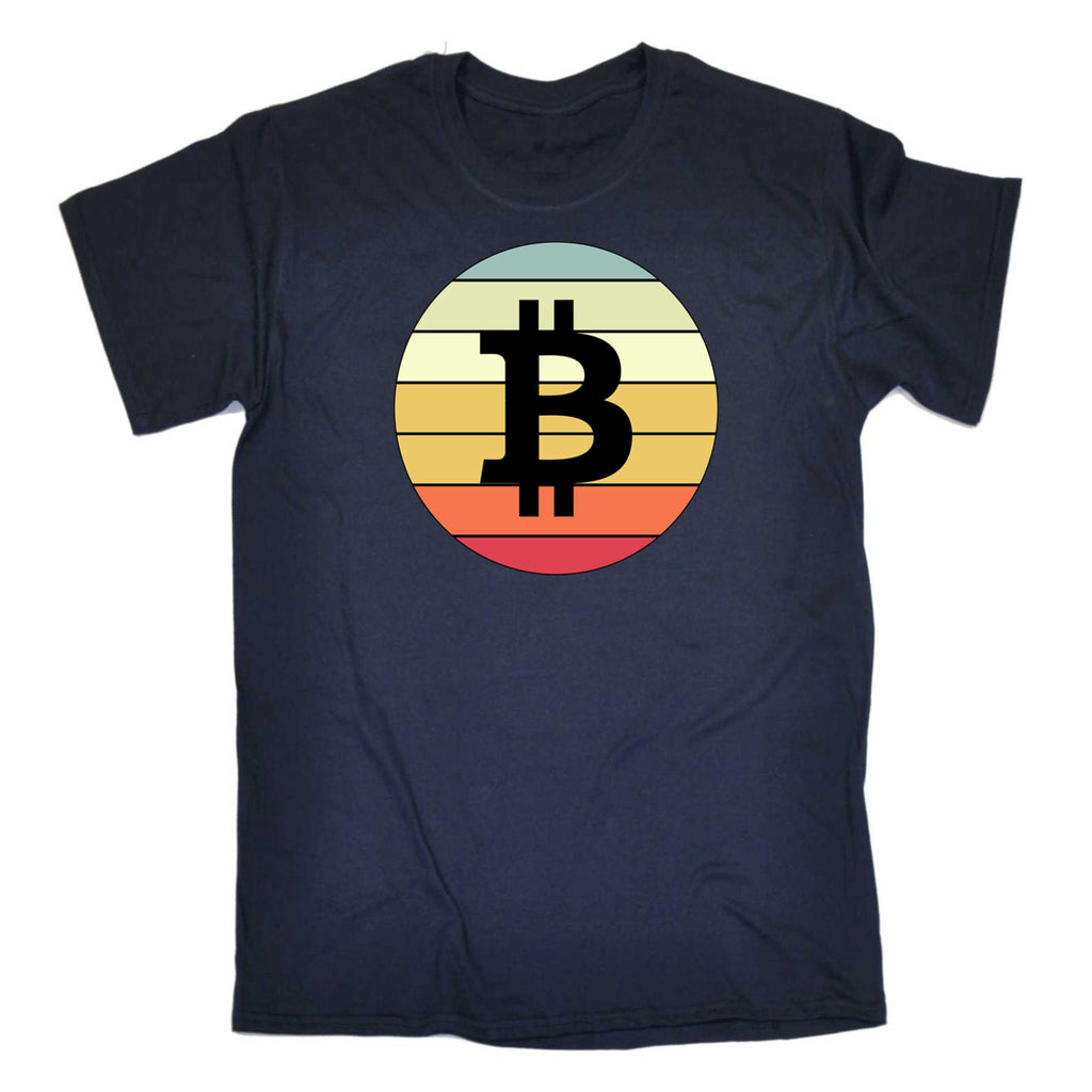 Bitcoin Vintage Sunset Cryptocurrency - Mens 123t Funny T-Shirt Tshirts