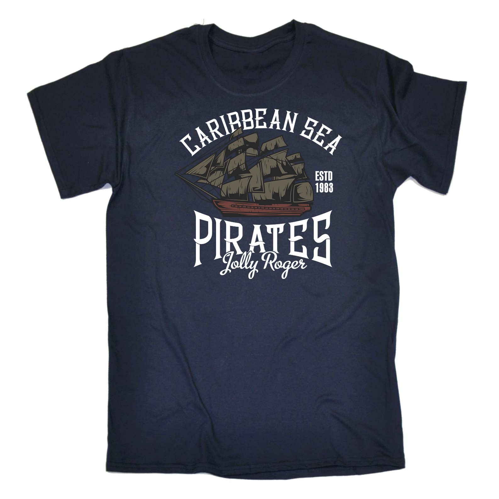 Caribbean Sea Pirates Jolly Roger - Mens Funny T-Shirt Tshirts