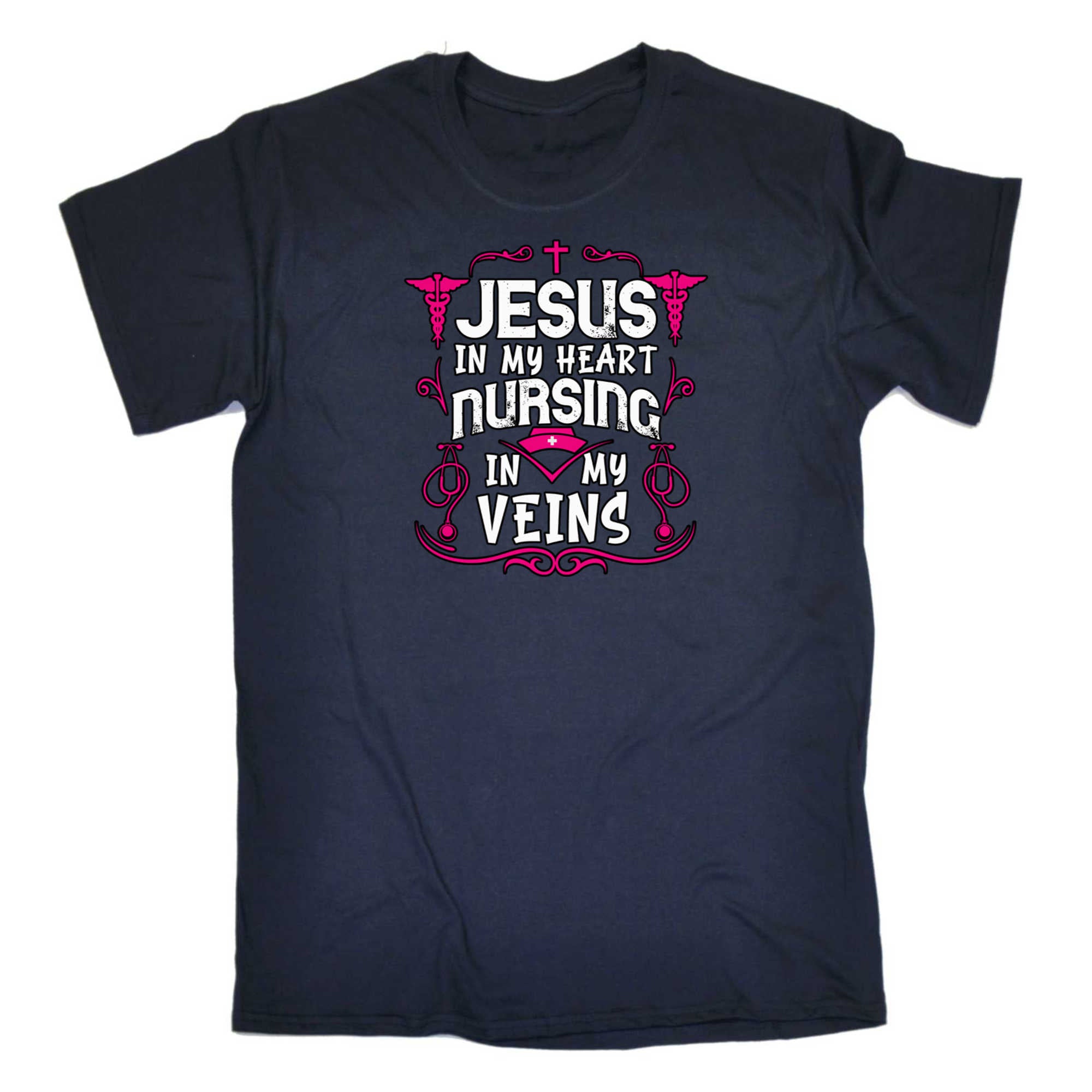 Jesus In My Heart Nursing In My Veins - Mens 123t Funny T-Shirt Tshirts