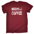 Needs Lots And Lots Of Coffee - Mens 123t Funny T-Shirt Tshirts