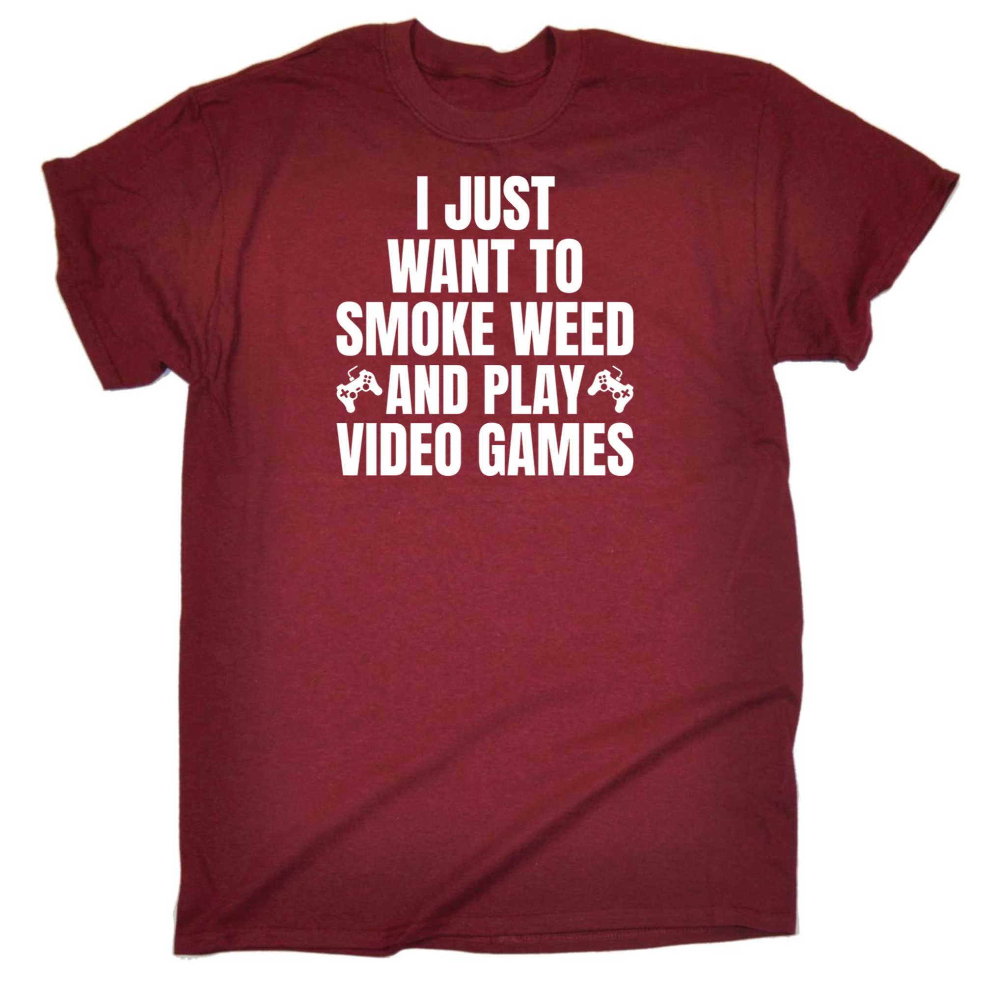 I Just Want To Smoke And Play Video Games Gamer - Mens 123t Funny T-Shirt Tshirts