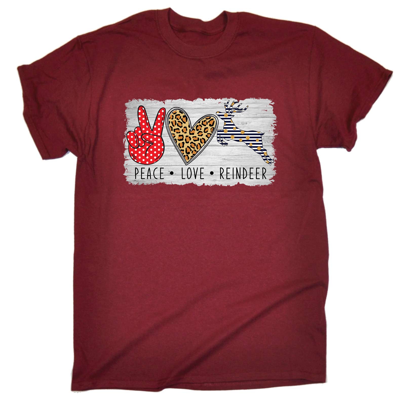Peace Love Reindeer Christmas Xmas - Mens Funny T-Shirt Tshirts