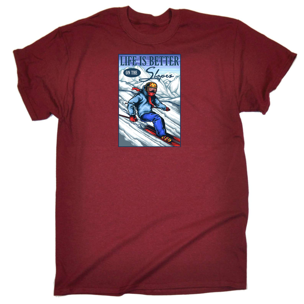 Ski Life Skiing Life Is Better On The Slopes  - Mens 123t Funny T-Shirt Tshirts