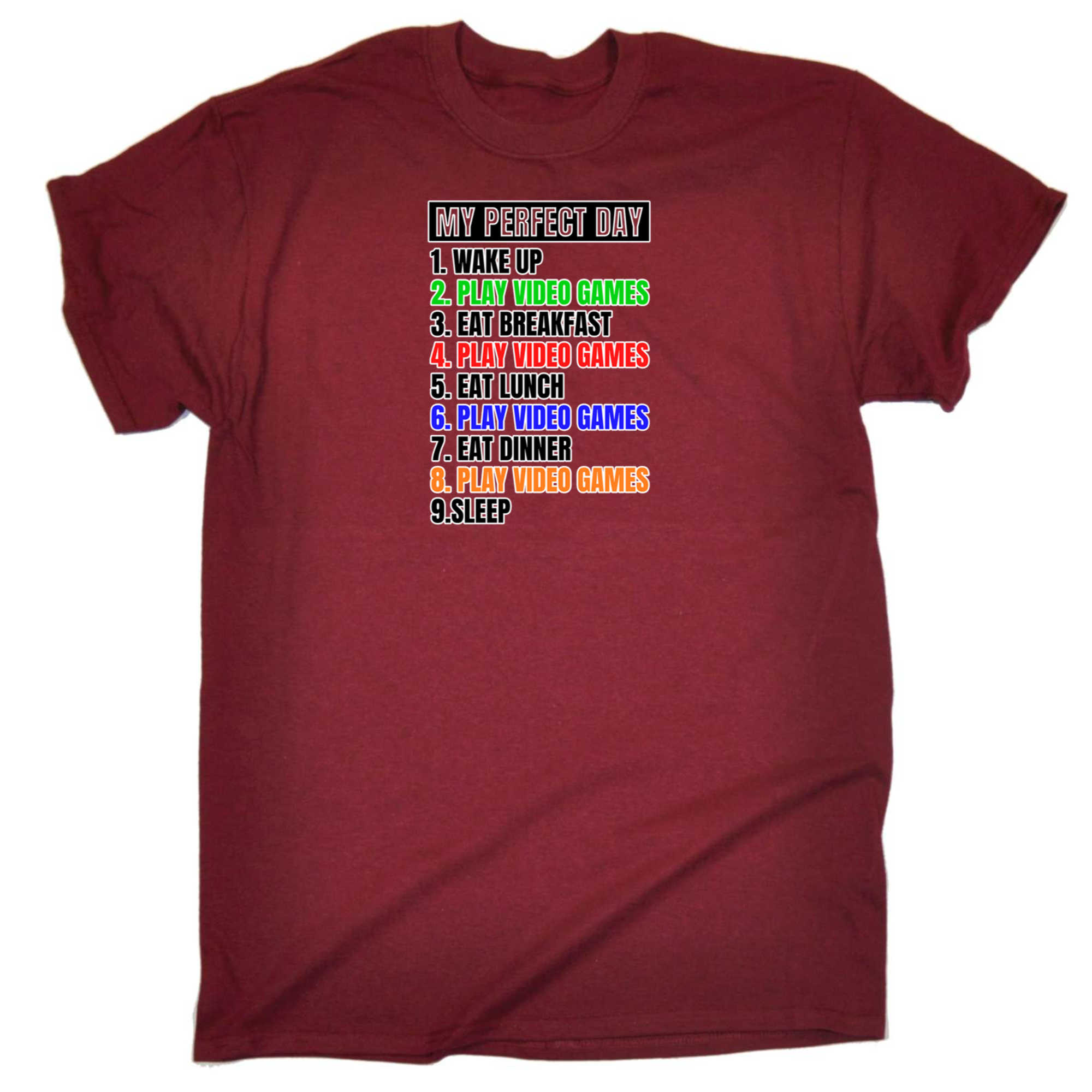 My Perfect Day Video Games Gamer - Mens 123t Funny T-Shirt Tshirts
