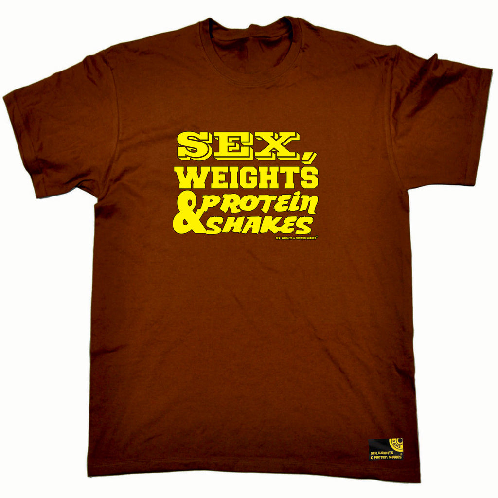 Swps Sex Weights Protein Shakes D1 Yellow - Mens Funny T-Shirt Tshirts