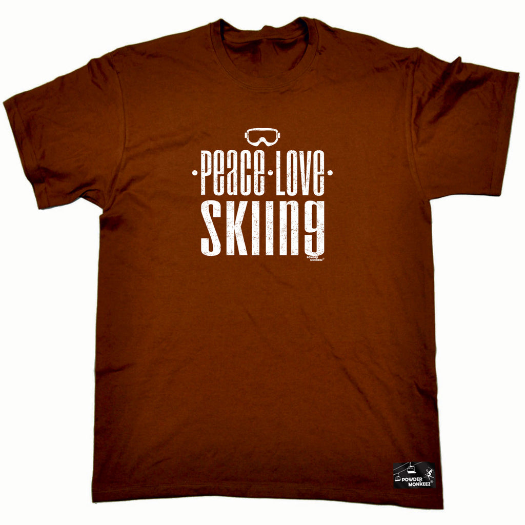 Pm Peace Love Skiing - Mens Funny T-Shirt Tshirts