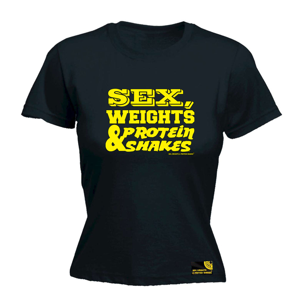 Swps Sex Weights Protein Shakes D1 Yellow - Funny Womens T-Shirt Tshirt