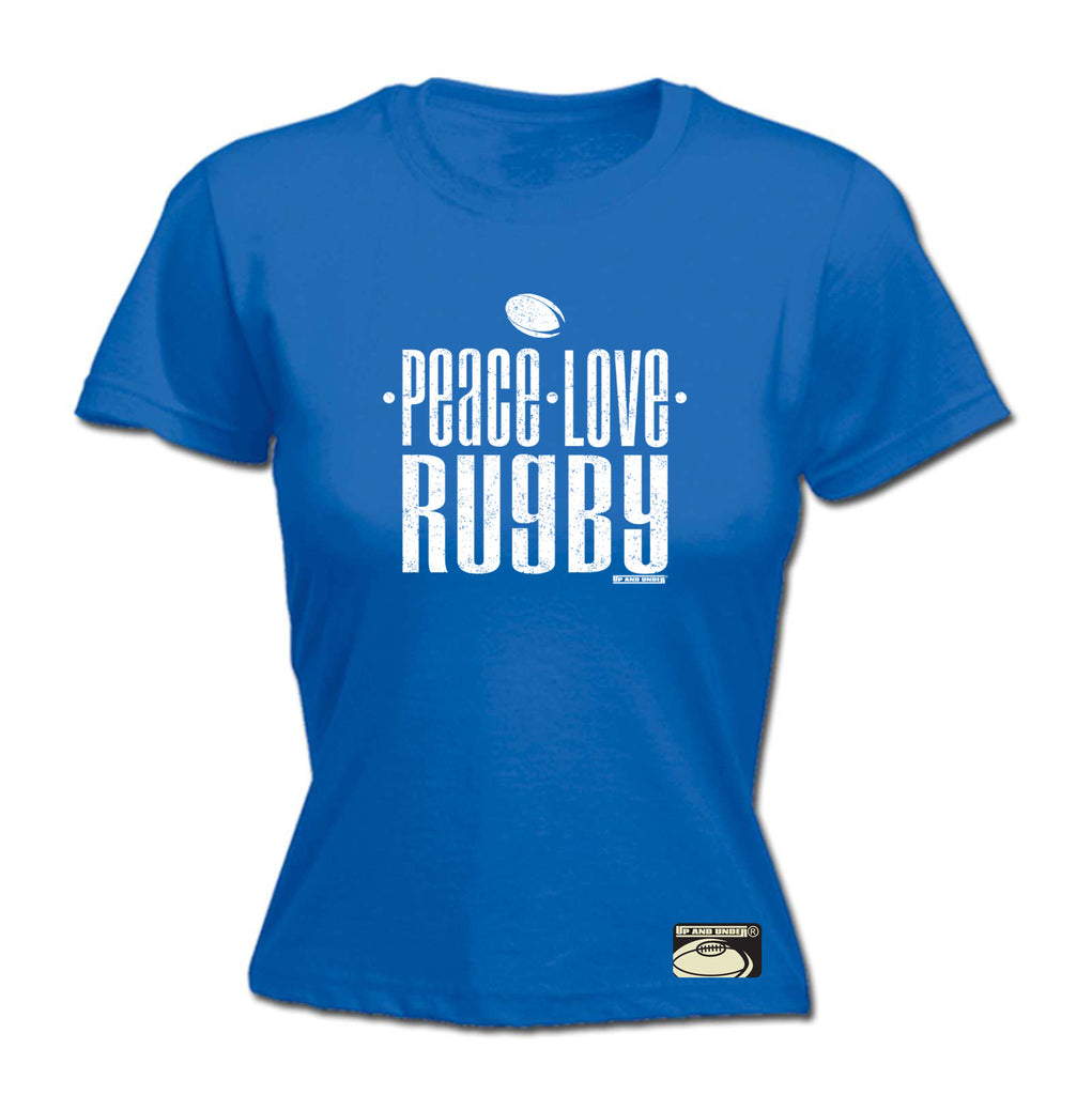 Uau Peace Love Rugby - Funny Womens T-Shirt Tshirt