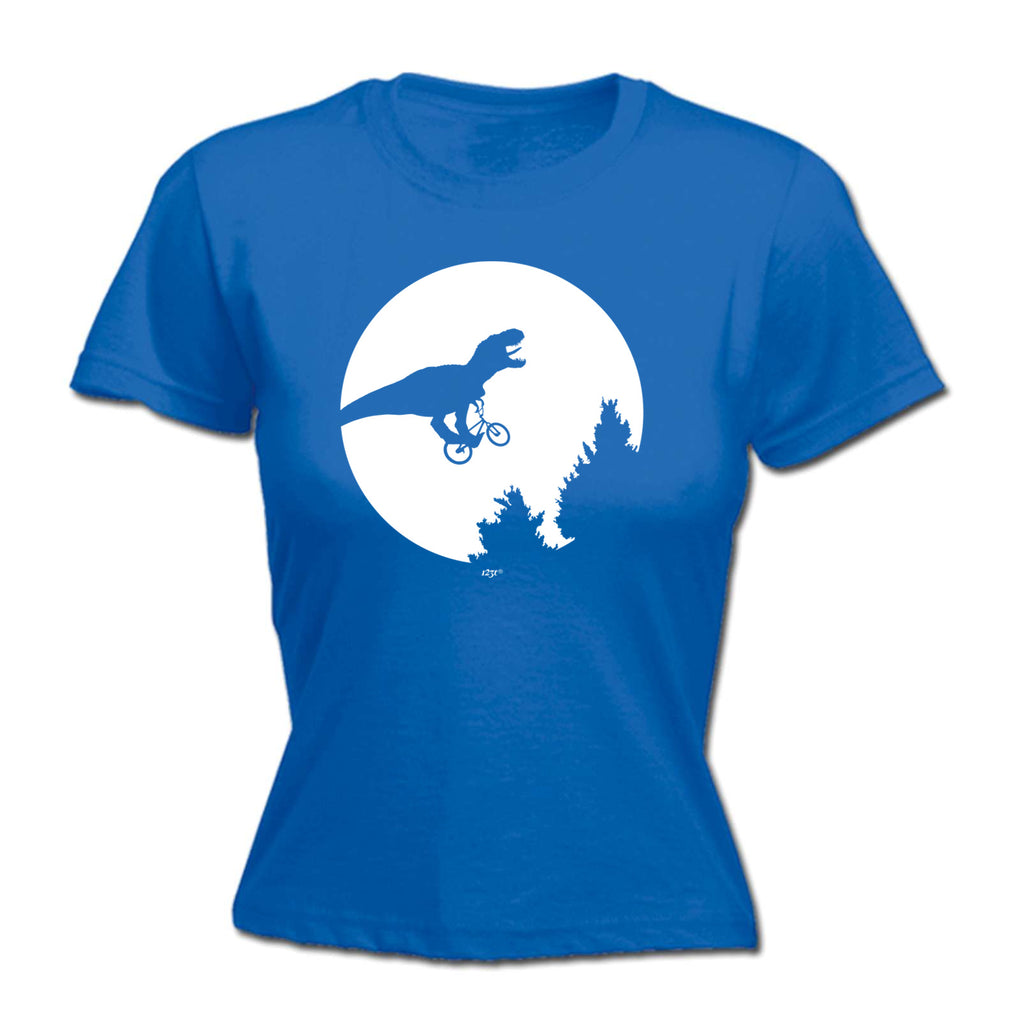 Dinosaur Across The Moon - Funny Womens T-Shirt Tshirt