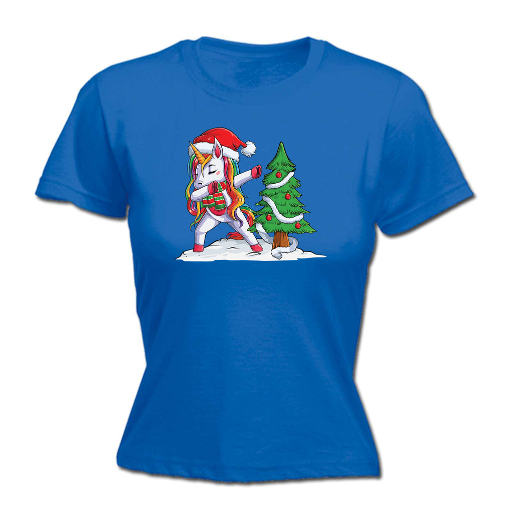 Xmas Unicorn Dab Dabbing Around Christmas Tree - Funny Womens T-Shirt Tshirt