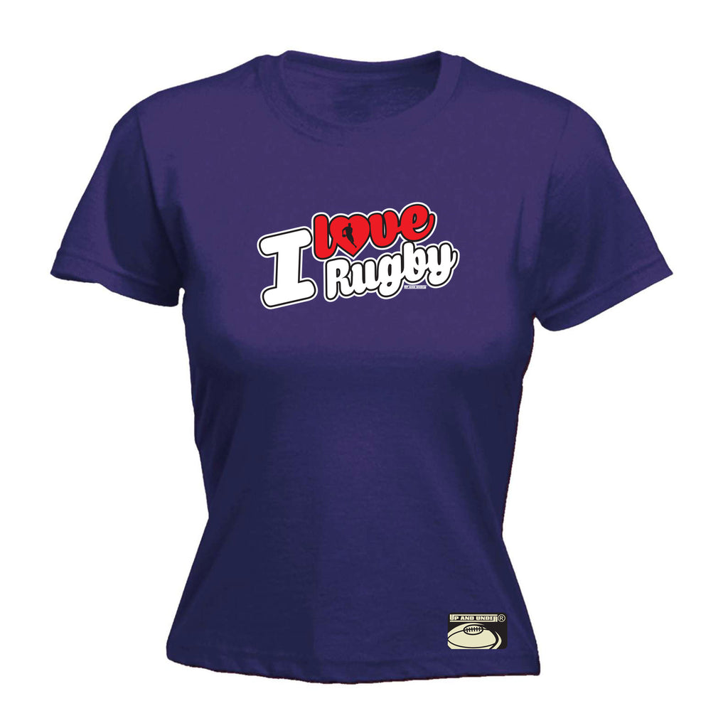 Uau I Love Rugby Stencil - Funny Womens T-Shirt Tshirt