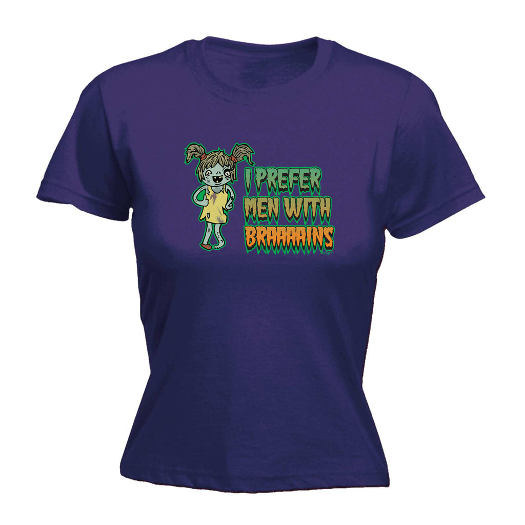 Zombie Prefer Men With Braaaains - Funny Womens T-Shirt Tshirt