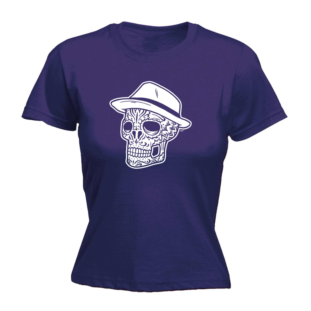 Fedora Candy Skull - Funny Womens T-Shirt Tshirt
